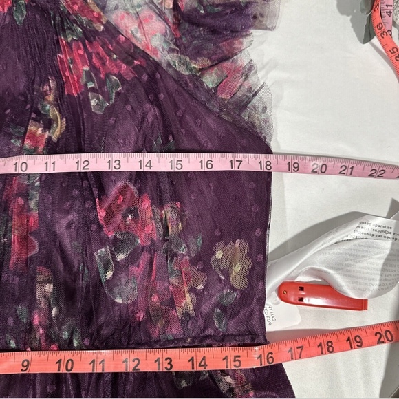 NEW $398 IEENA Mac Duggal‎ [ Small ] Floral Ruffle Fit Flare Tulle Dress #S576 - Picture 4 of 12
